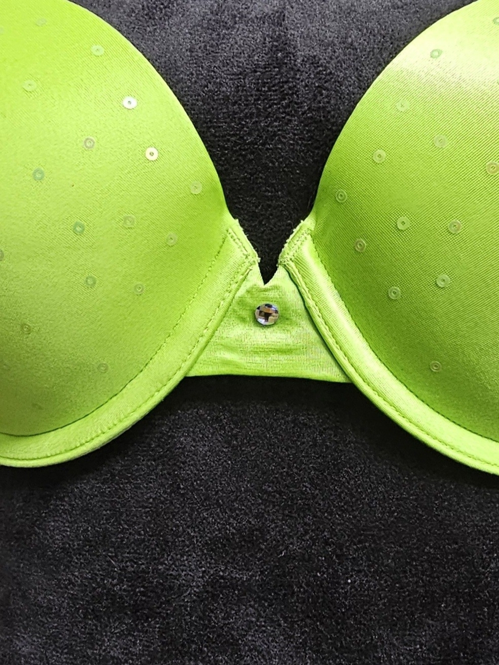 34D Victoria's Secret Neon Lime Sequin Push-Up Bra - Picture 6 of 14